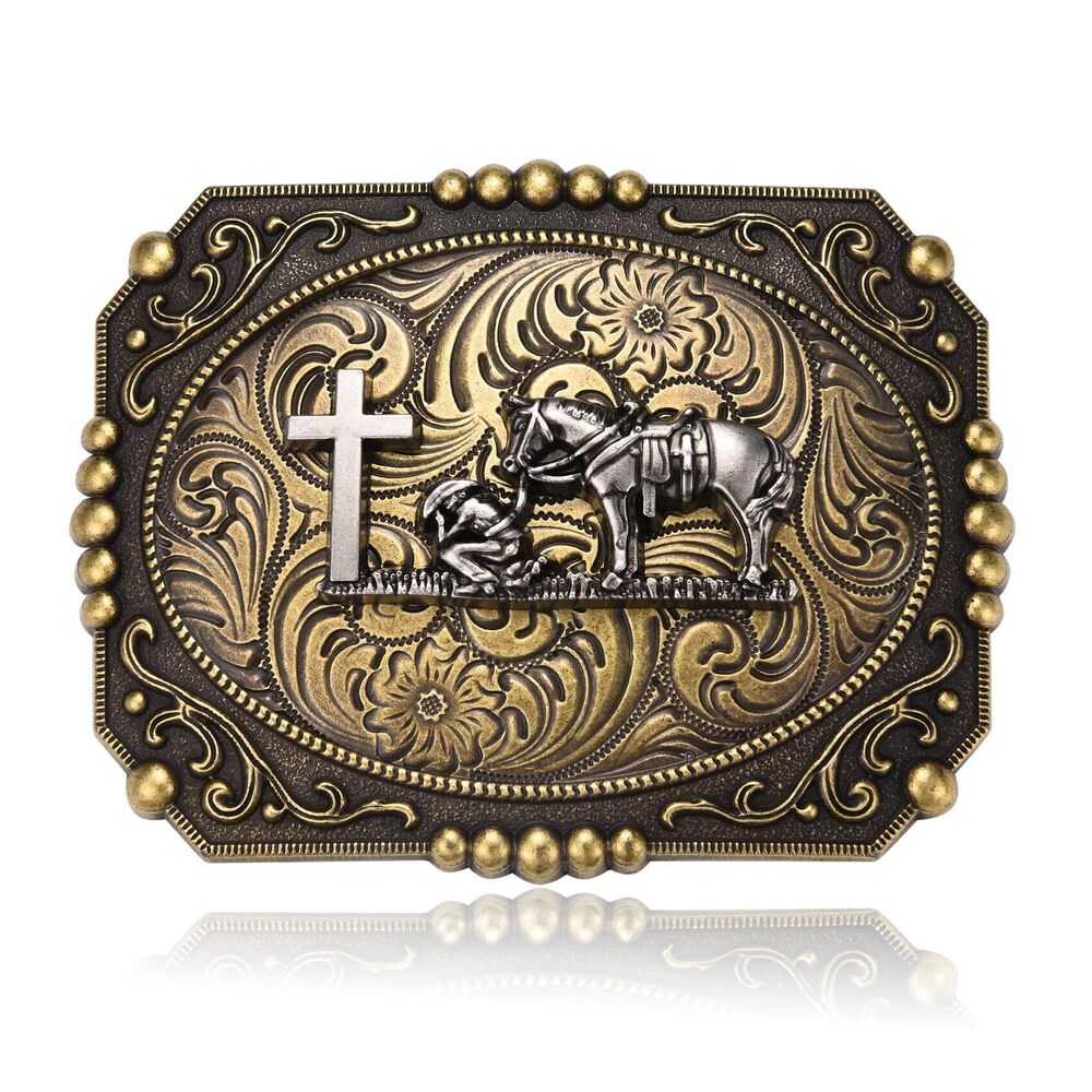 3223 Belt Buckle Teens, Religious Antique Celtic Cross Horse Belt Buckles